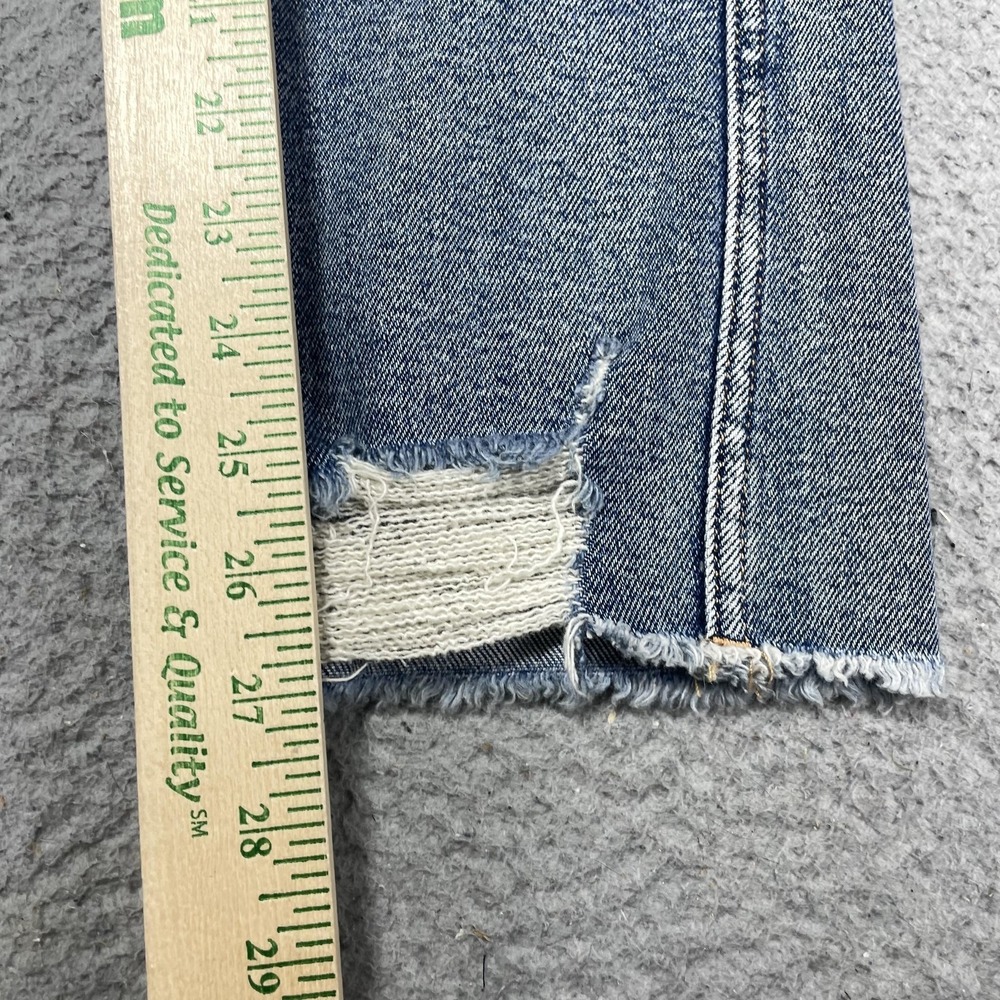 Good American Jeans Womens 4/27 Blue Wash High Rise Straight Fringe 27x27 Denim - Picture 6 of 13